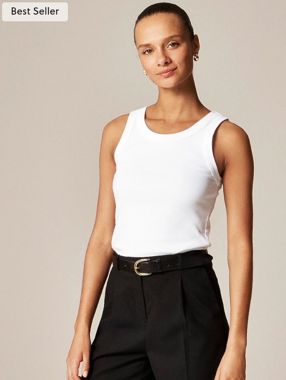 NWT Perfect-Fit High-Neck Tank Top, White, Size M